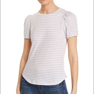 NWT Kate Spade Lilac Stripe Puff Sleeve Top - Size XXS